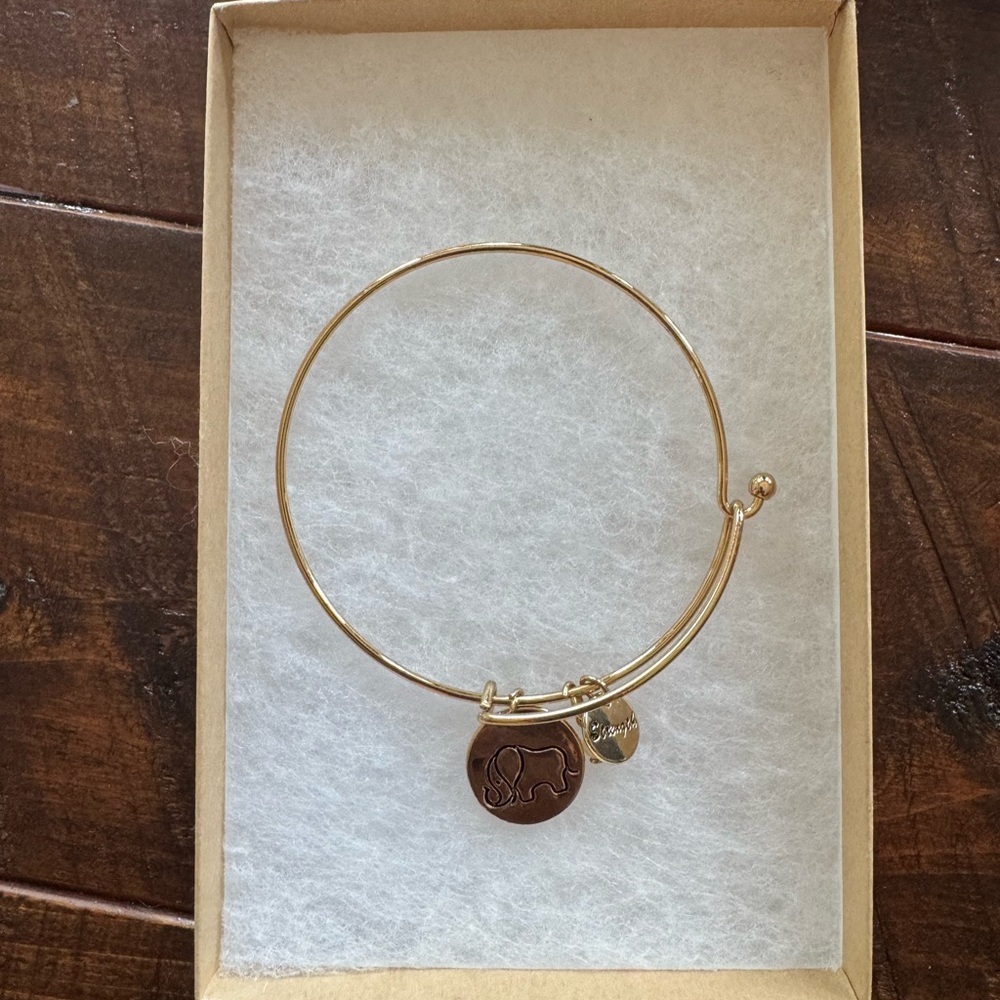 New Gold Elephant Charm Bangle Bracelet
